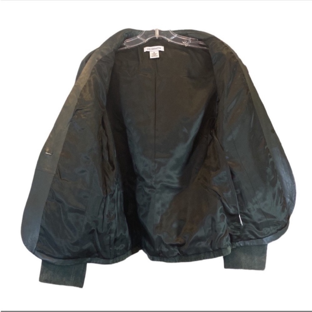 Vintage Liz Claiborne Forest Green Leather Blazer - Picture 9 of 11